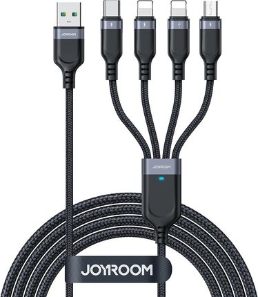 Kabel USB 4w1 USB-A - USB-C / 2 x Lightning / Micro do ładowania i transmisji danych 1.2m Joyroom S-1T4018A18 - czarny
