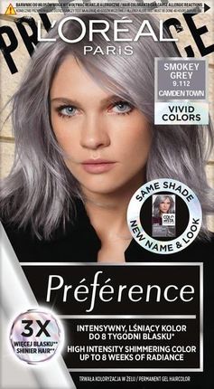 Loreal Preference Vivid Colors Farba Do Włosów 9.112 Smokey Grey 2X60 ml 54Ml 