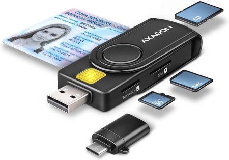 Axagon CRE-SMP2A Czytnik kart identyfikacyjnych & SD/microSD/SIM card PocketReader USB (CRESMP2A)