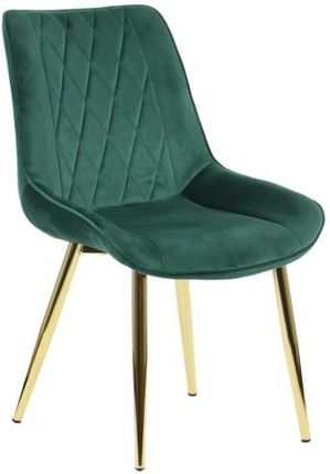 Krzesło tapicerowane do salonu, jadalni i restauracji HTS-6020 - ciemny zielony, stelaż złoty
