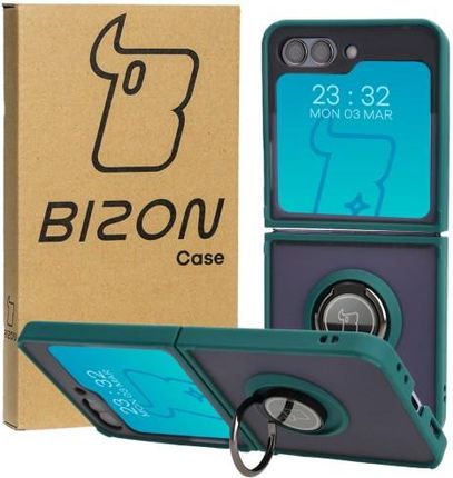 Bizon Etui Case Hybrid Ring Do Samsung Galaxy Z Flip5 Ciemnozielone