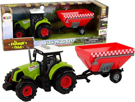 Leantoys Traktor Farma Odpinana Przyczepa Na Zboże Dźwięk Zielony