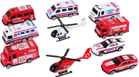 Leantoys Zestaw Autek Resoraki Pojazdy Straż Pożarna Ambulans - zdjęcie 5