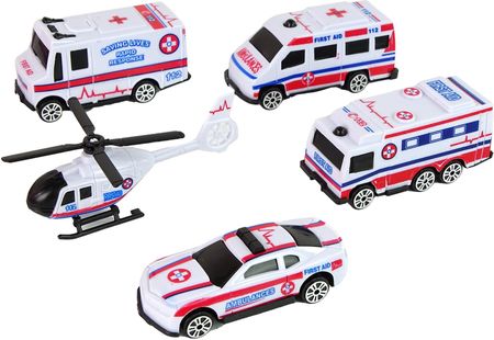Leantoys Zestaw Autek Resoraki Pojazdy Straż Pożarna Ambulans - zdjęcie 3