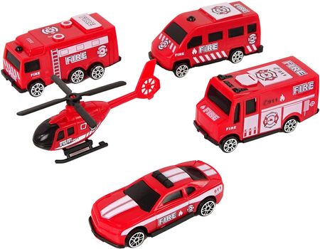Leantoys Zestaw Autek Resoraki Pojazdy Straż Pożarna Ambulans - zdjęcie 2