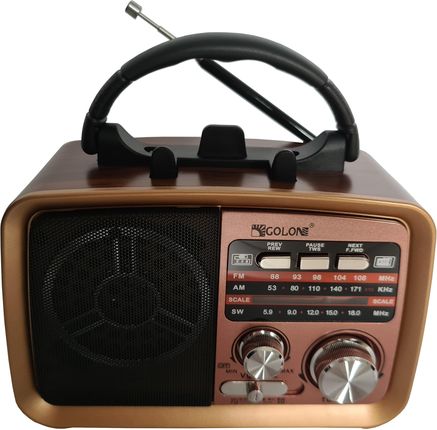 Radio Vintage PRL FM akumulatorowe z Bluetooth USB Złoty