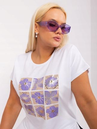 Biało-fioletowa bluzka plus size z printem L/XL