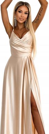 Chiara maxi satynowa suknia ramiączka złota XL
