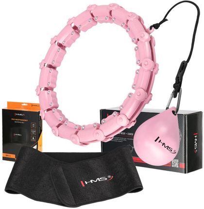 Hms Zestaw Hula Hop z wypustkami i obciążnikiem HHW02 Light Pink + Pas wyszczuplający BR163