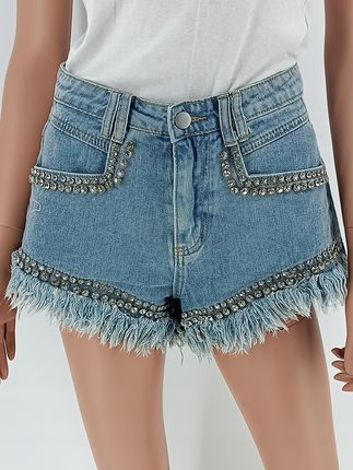 Spodenki krótkie szorty Jeans zdobione letnie XS