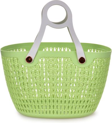 Duży stylowy koszyk plastikowy z silikonowymi odpinanymi uchwytami zielony