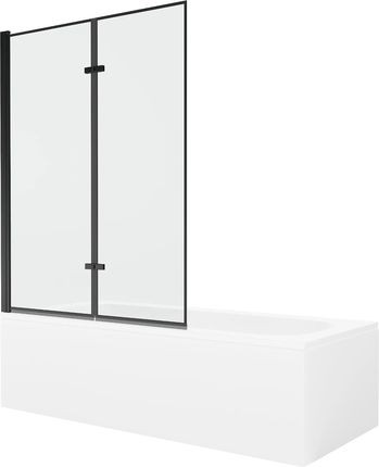Mexen Vega 180x80cm + Obudowa + Parawan 2-Skrzydłowy 120cm Czarny Wzór 550118080x9212027070