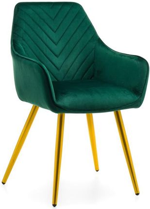 krzesło VASTO tapicerowane pikowane welurowe zielone złote nogi