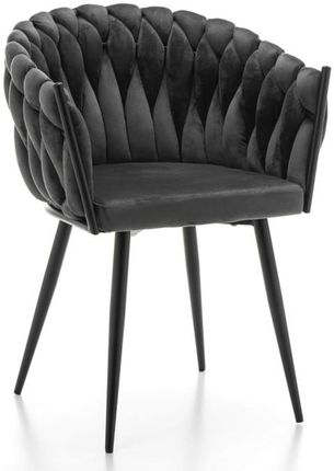 krzesło premium LATINA tapicerowane glamour zaplatane welurowe szare