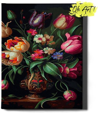 Varmacon Obraz Malowanie Po Numerach Na Ramie 40X50cm Bukiet Świeżych Tulipanów Oh Art
