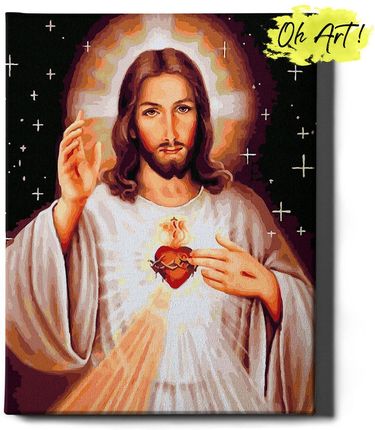 Varmacon Obraz Malowanie Po Numerach Na Ramie 40X50 Serce Jezusa Oh Art