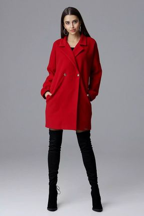 Klasyczny płaszcz zimowy z dwurzędowym zapięciem (Czerwony, L/XL)