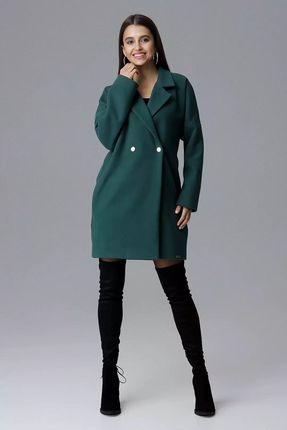 Klasyczny płaszcz zimowy z dwurzędowym zapięciem (Zielony, L/XL)