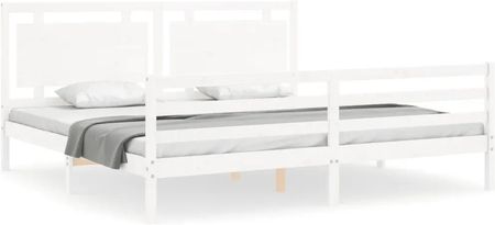 vidaXL Rama łóżka z wezgłowiem biała 6FT Super King lite drewno 180x200cm 3194067
