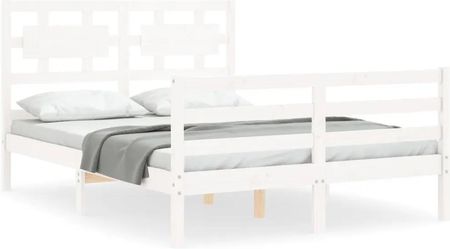 Vidaxl Rama łóżka z wezgłowiem biała 4FT mała podwójna lite drewno 120x190cm 3194412