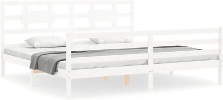 vidaXL Rama łóżka z wezgłowiem biała 6FT Super King lite drewno 180x200cm 3194457