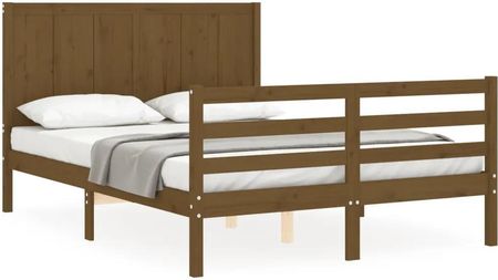 vidaXL Rama łóżka z zagłówkiem brąz 4FT mała podwójna lite drewno 120x190cm 3194479