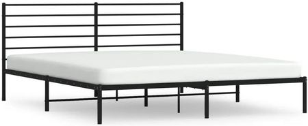 vidaXL Metalowa rama łóżka z wezgłowiem czarna 200x200cm 352326