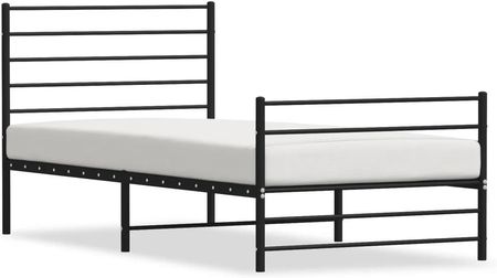 vidaXL Metalowa rama łóżka z wezgłowiem i zanóżkiem czarna 90x200cm 352330