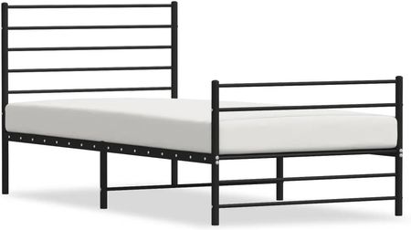 vidaXL Metalowa rama łóżka z wezgłowiem i zanóżkiem czarna 100x200cm 352332