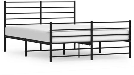 vidaXL Metalowa rama łóżka z wezgłowiem i zanóżkiem czarna 140x200cm 352338
