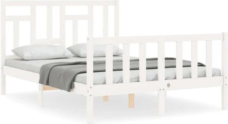 vidaXL Rama łóżka z wezgłowiem biała 4FT mała podwójna lite drewno 3193112