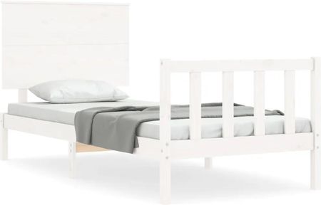 Vidaxl Rama łóżka z wezgłowiem biała 3FT pojedyncza lite drewno 3193367