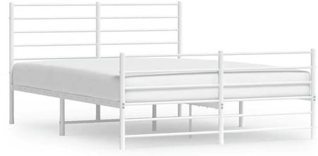 vidaXL Metalowa rama łóżka z wezgłowiem i zanóżkiem biała 140x200cm 352387