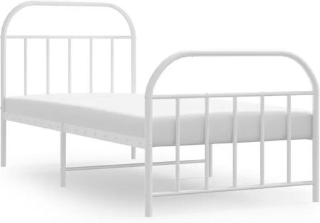 vidaXL Metalowa rama łóżka z wezgłowiem i zanóżkiem biała 90x200cm 353695
