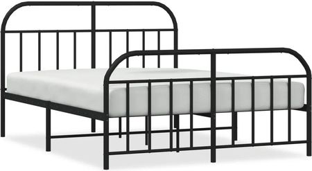vidaXL Metalowa rama łóżka z wezgłowiem i zanóżkiem czarna 150x200cm 353655