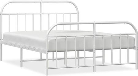 vidaXL Metalowa rama łóżka z wezgłowiem i zanóżkiem biała 160x200cm 353705
