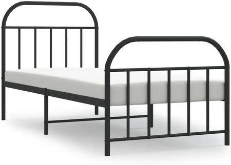 vidaXL Metalowa rama łóżka z wezgłowiem i zanóżkiem czarna 90x200cm 353646