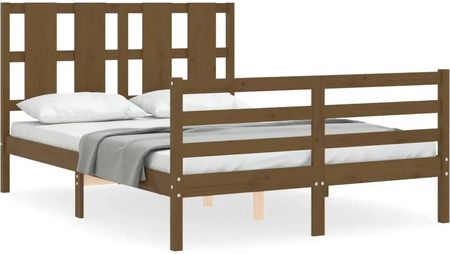 vidaXL Rama łóżka z zagłówkiem brąz 4FT mała podwójna lite drewno 120x190cm 3194089