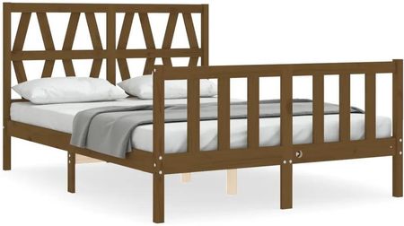 vidaXL Rama łóżka z zagłówkiem brąz 4FT mała podwójna lite drewno 120x190cm 3192464