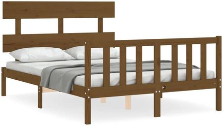 vidaXL Rama łóżka z zagłówkiem brąz 4FT mała podwójna lite drewno 120x190cm 3193244