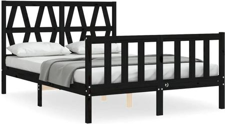 Vidaxl Rama łóżka z wezgłowiem czarna 4FT mała podwójna lite drewno 120x190cm 3192465