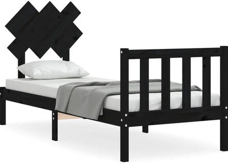 Vidaxl Rama łóżka z wezgłowiem czarna 2FT6 pojedyncza lite drewno 75x190cm 3193430