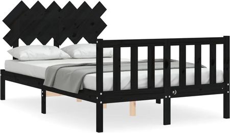 Vidaxl Rama łóżka z wezgłowiem czarna 4FT mała podwójna lite drewno 120x190cm 3193440