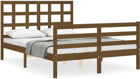 vidaXL Rama łóżka z zagłówkiem brąz 4FT mała podwójna lite drewno 120x190cm 3193959