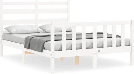Vidaxl Rama łóżka z wezgłowiem biała 4FT mała podwójna lite drewno 120x190cm 3192007