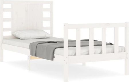 vidaXL Rama łóżka z wezgłowiem biała 3FT pojedyncza lite drewno 90x190cm 3192782