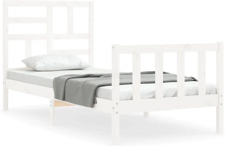 Vidaxl Rama łóżka z wezgłowiem biała 3FT pojedyncza lite drewno 90x190cm 3193042