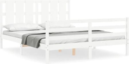 vidaXL Rama łóżka z wezgłowiem biała King Size lite drewno 150x200cm 3194122