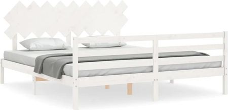 vidaXL Rama łóżka z wezgłowiem biała 6FT Super King lite drewno 180x200cm 3195302