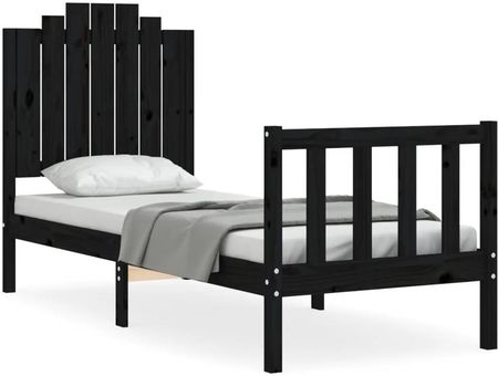 Vidaxl Rama łóżka z wezgłowiem czarna 2FT6 pojedyncza lite drewno 75x190cm 3192260